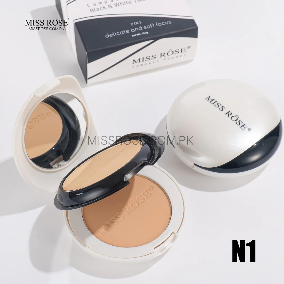 Miss Rose Black and White Two Tone Compact Powder 3 Miss Rose Black and White Two Tone Compact Powder - Image 3