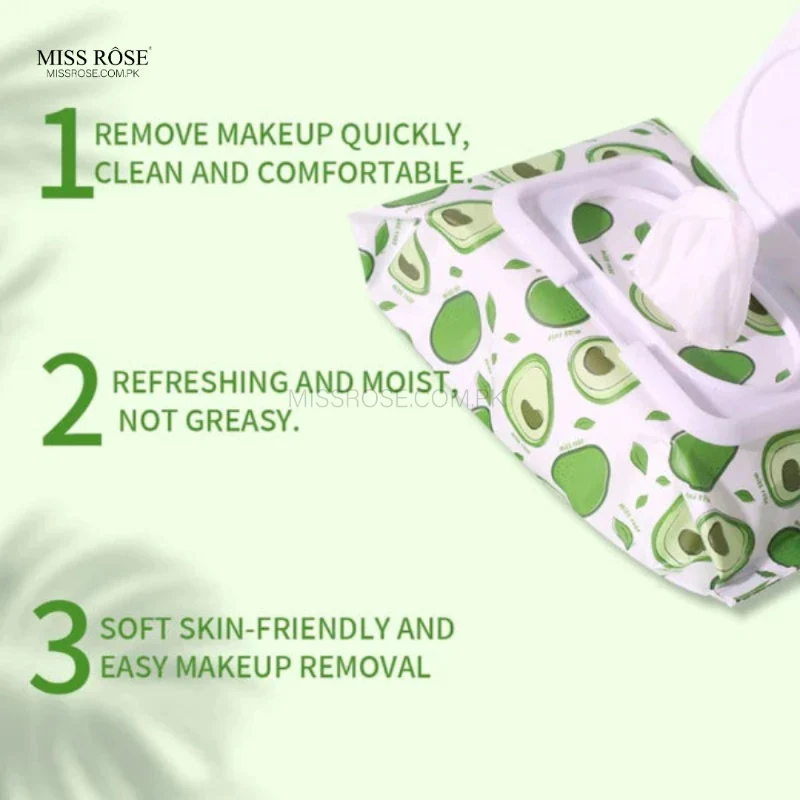 Miss Rose Avocado beauty concept facial cleaning wipes 3 Miss Rose Avocado beauty concept facial cleaning wipes - Image 3